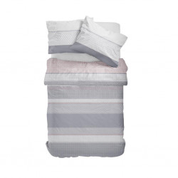 Pościel satyna bawełniana 160x200 - 3cz pasy błękit róż grochy 2741C