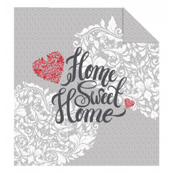 Narzuta Holland 170x210 home sweet home szaro-czerwona K11