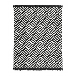 Koc turecki bawełna+ akryl 150x200 biały czarny geometryczny wzór 063A JB