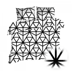 Pościel kora 160x200 -3cz biały czarny trójkąty 1427